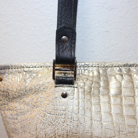 Leather Mock Croc Christopher Neiman Shoulder Bag - Picture 7 of 9